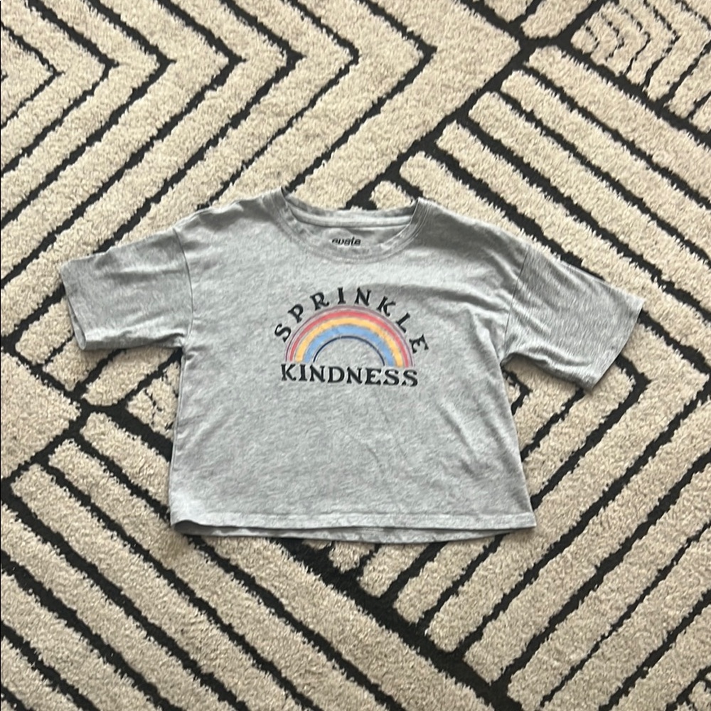 Zara Gray Short Sleeve Tee with Retro Graphic